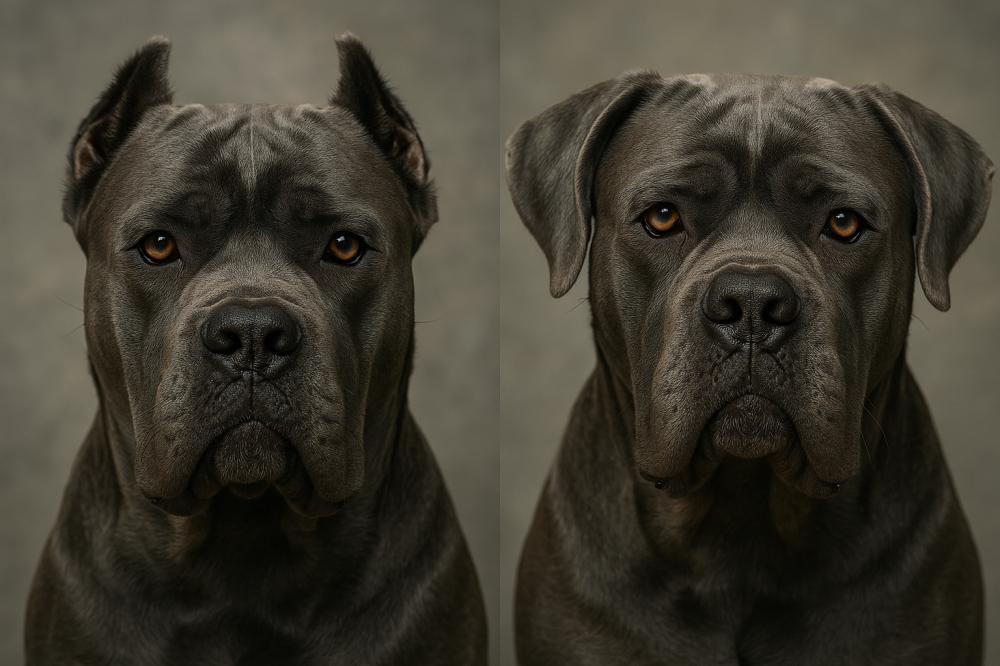 cane corso avec oreille et l'autre essorillé